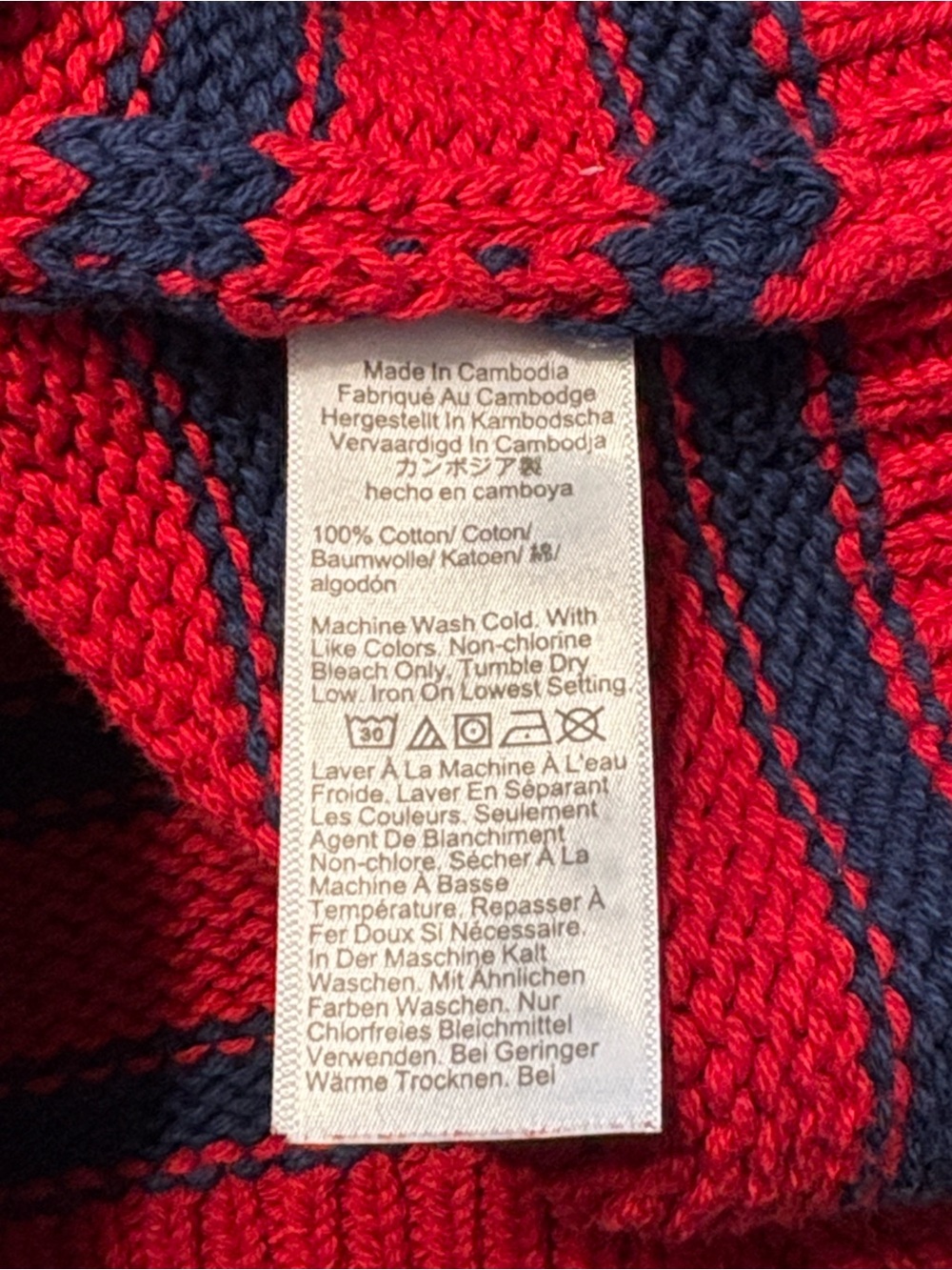 J. Crew Cotton Rollneck Sweater L Blue White Stripes Summer Preppy 4th of July - Picture 6 of 7